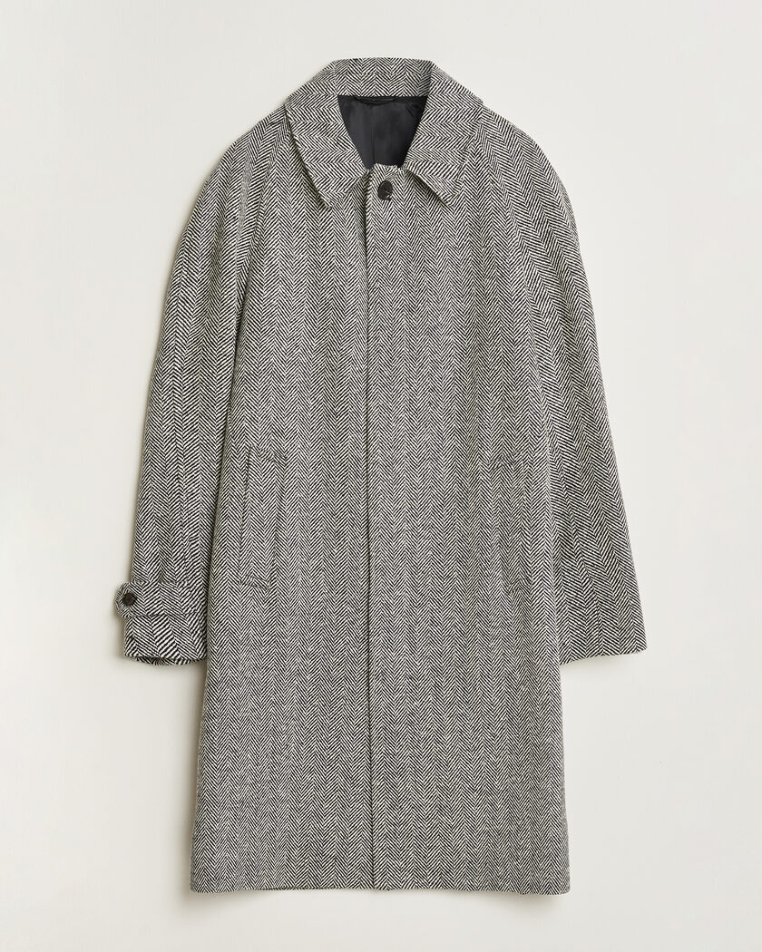 Lardini Wool Herringbone Raglan Coat Dark Grey – Grigio