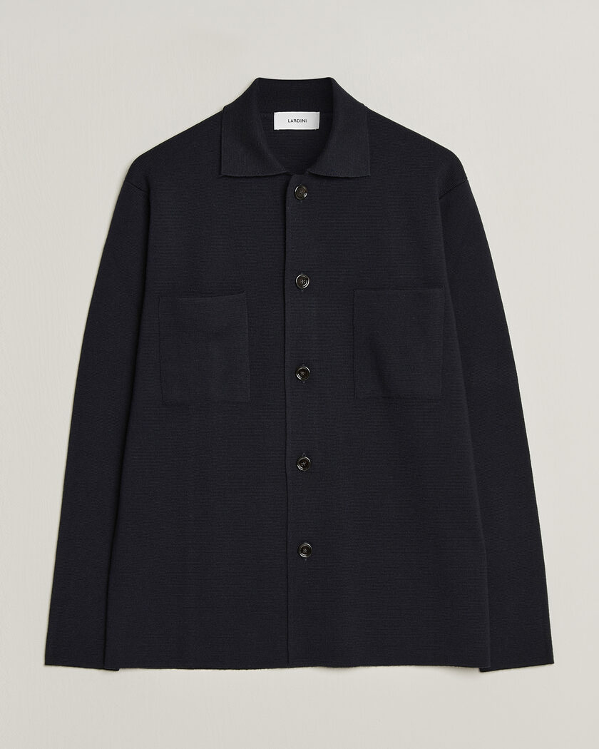 Lardini Knitted Pocket Overshirt Navy – Blu