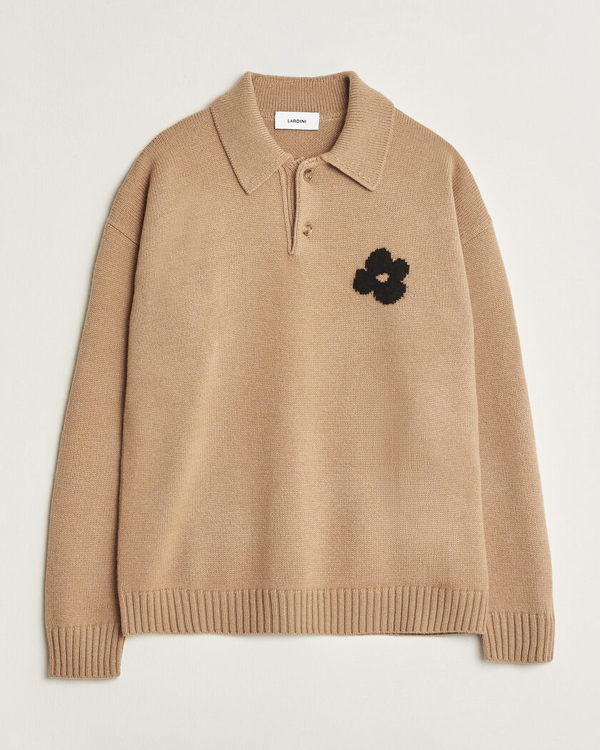 Lardini Knitted Wool/Cashmere Polo Brown – Marrone