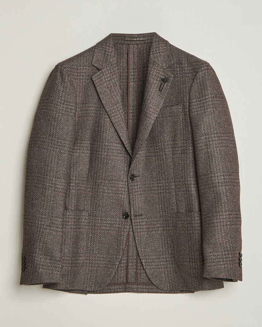 Lardini Wool Structure Checked Blazer Brown – Marrone