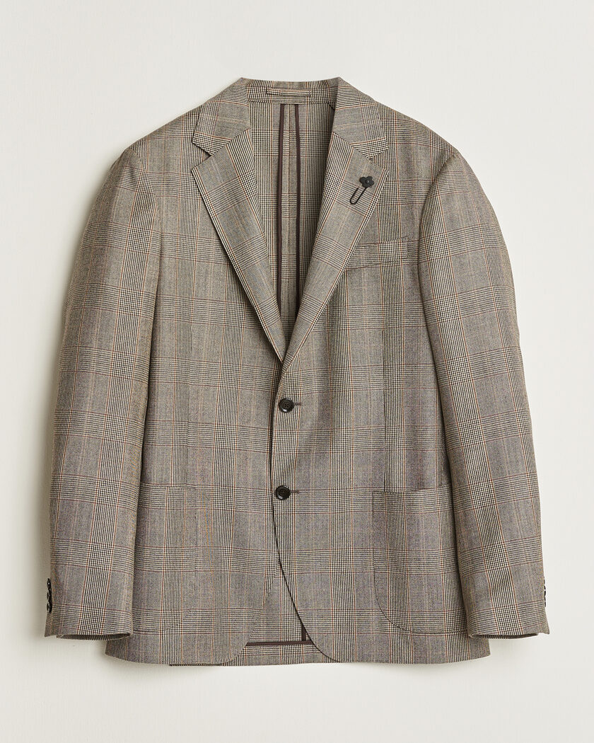 Lardini Wool Prince of Wales Check Blazer Brown – Marrone