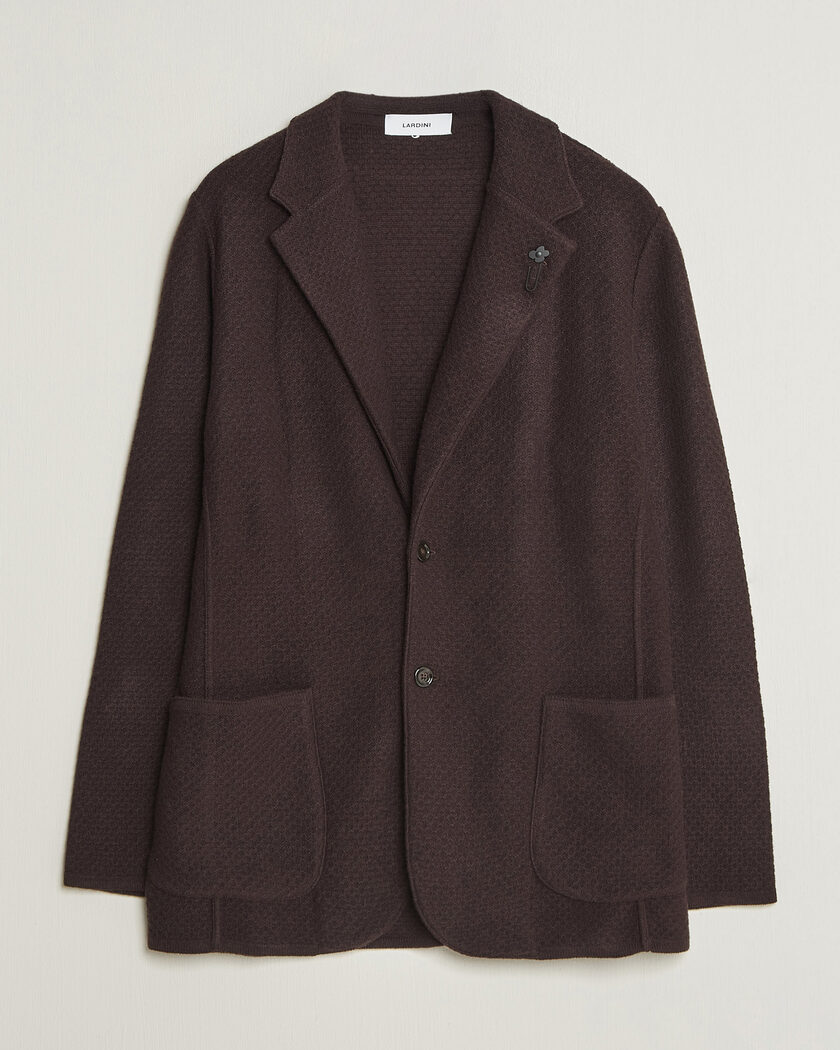 Lardini Knitted Structure Wool/Cashmere Blazer Brown – Marrone