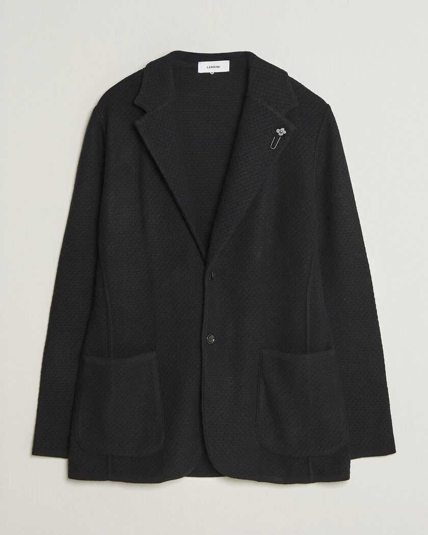 Lardini Knitted Structure Wool/Cashmere Blazer Black – Nero