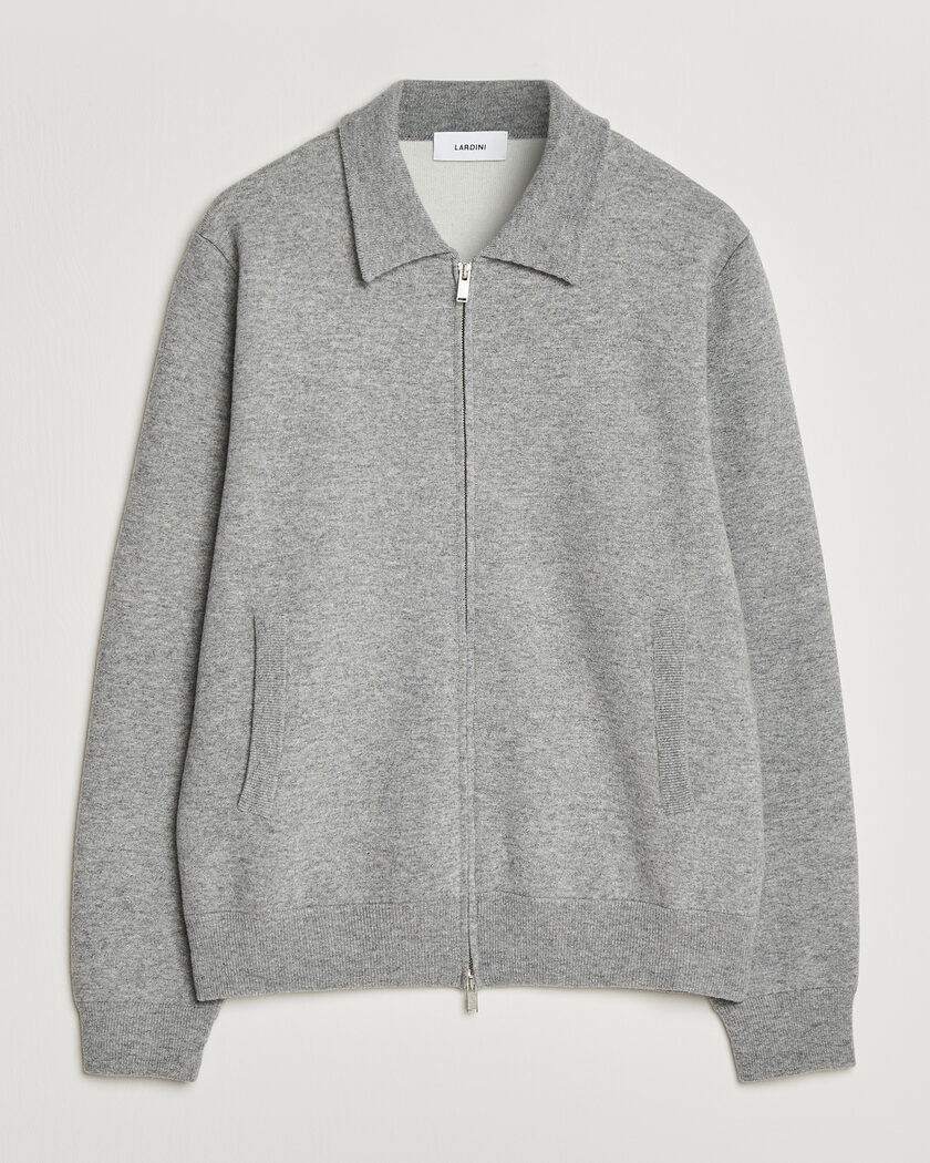 Lardini Knitted Wool Bomber Jacket Grey – Grigio