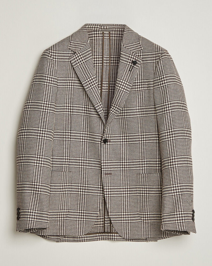 Lardini Wool/Cashmere Checked Blazer Brown – Marrone