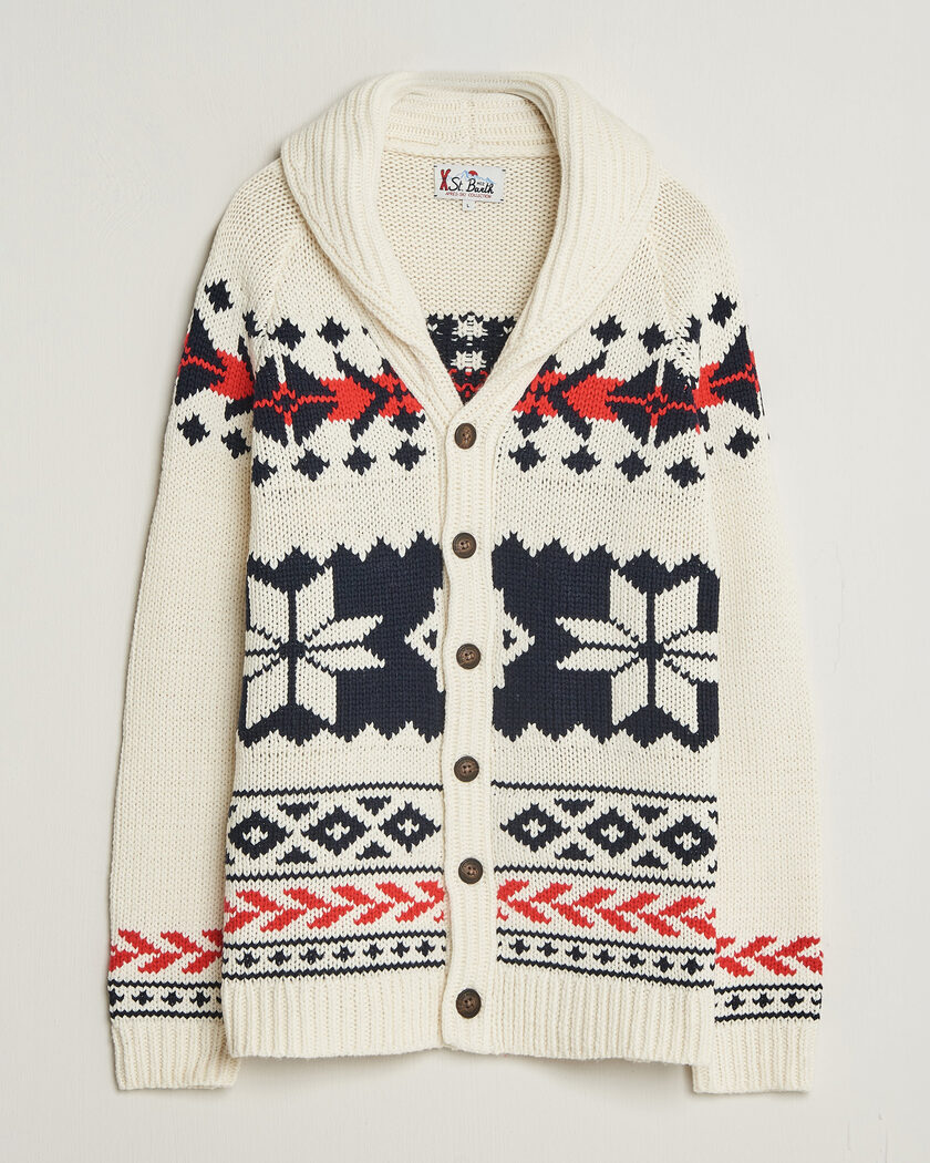 MC2 Saint Barth Archer Cardigan Nordic Aztec – Bianco