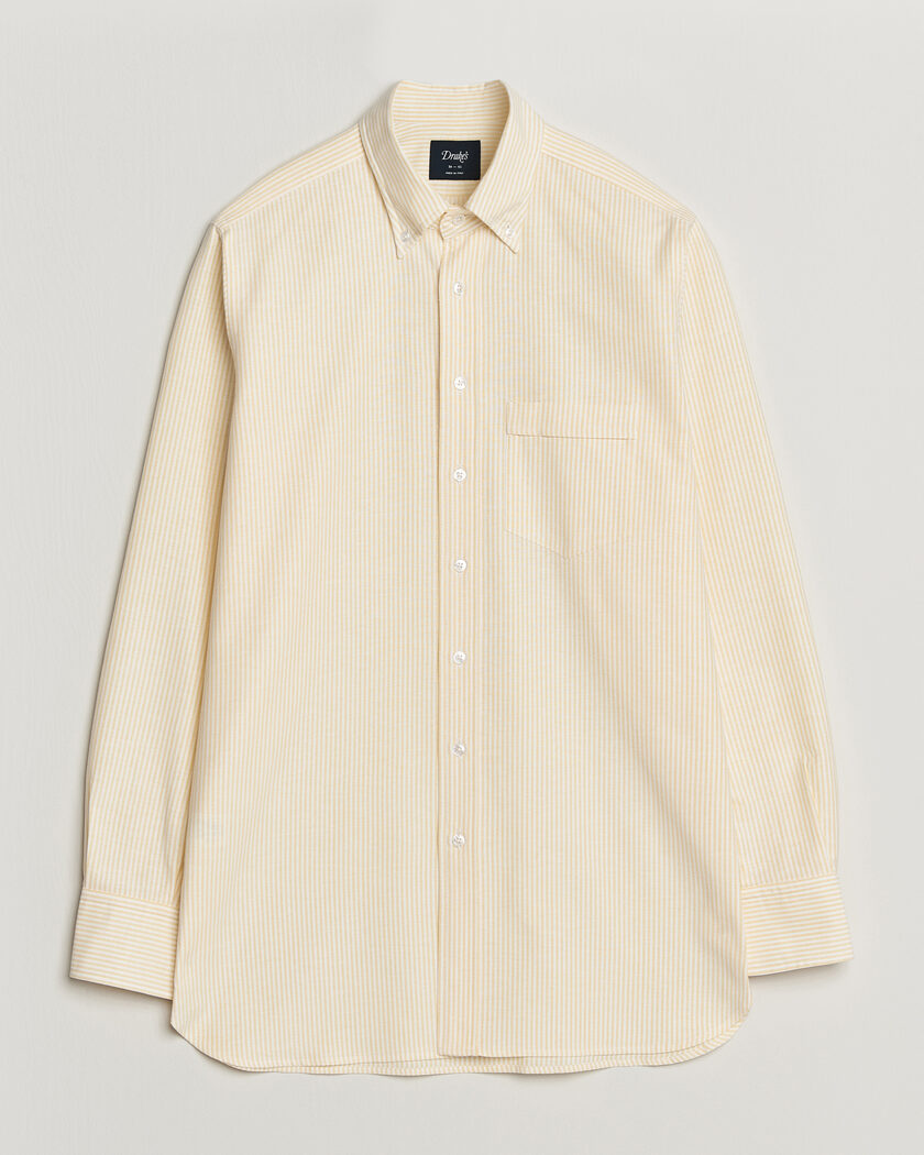 Drake's Striped Button Down Oxford Shirt Yellow – Giallo