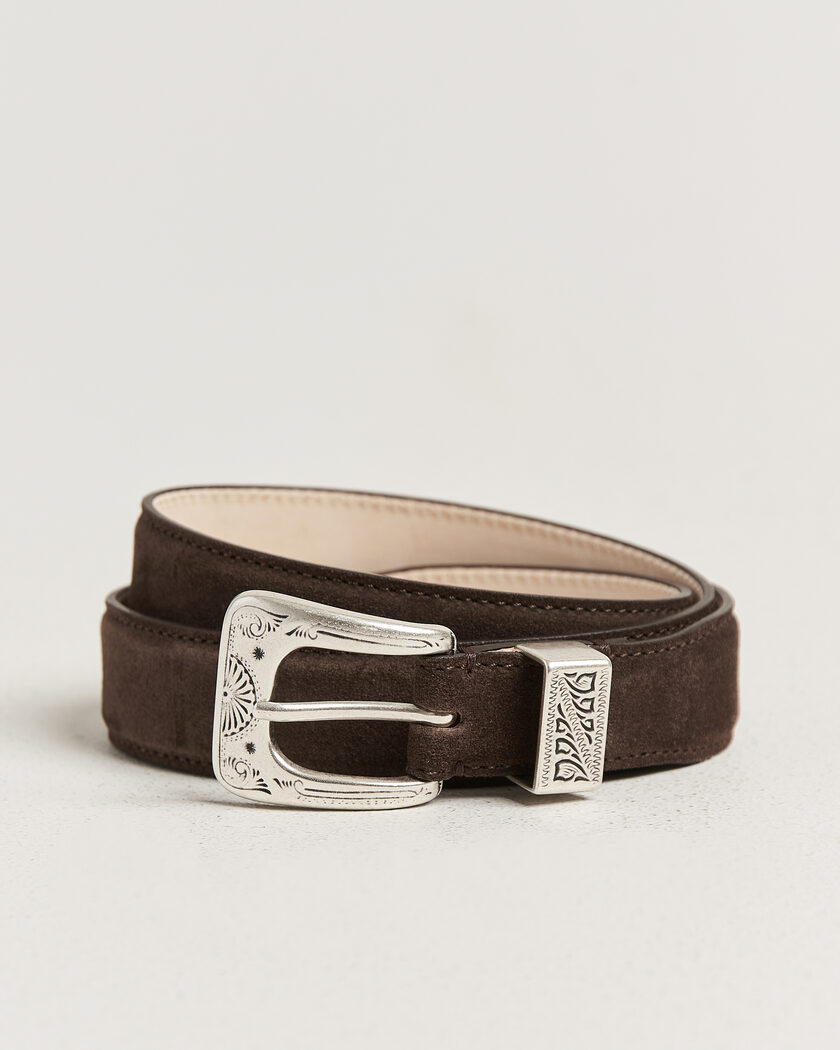 Drake's Suede Western Belt Dark Brown – Marrone