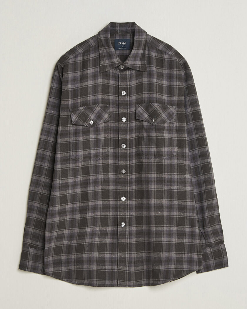 Drake's Cotton/Silk Two Pocket Shirt Grey – Grigio