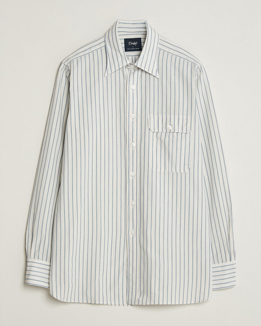 Drake's One Pocket Halo Stripe Shirt White – Bianco
