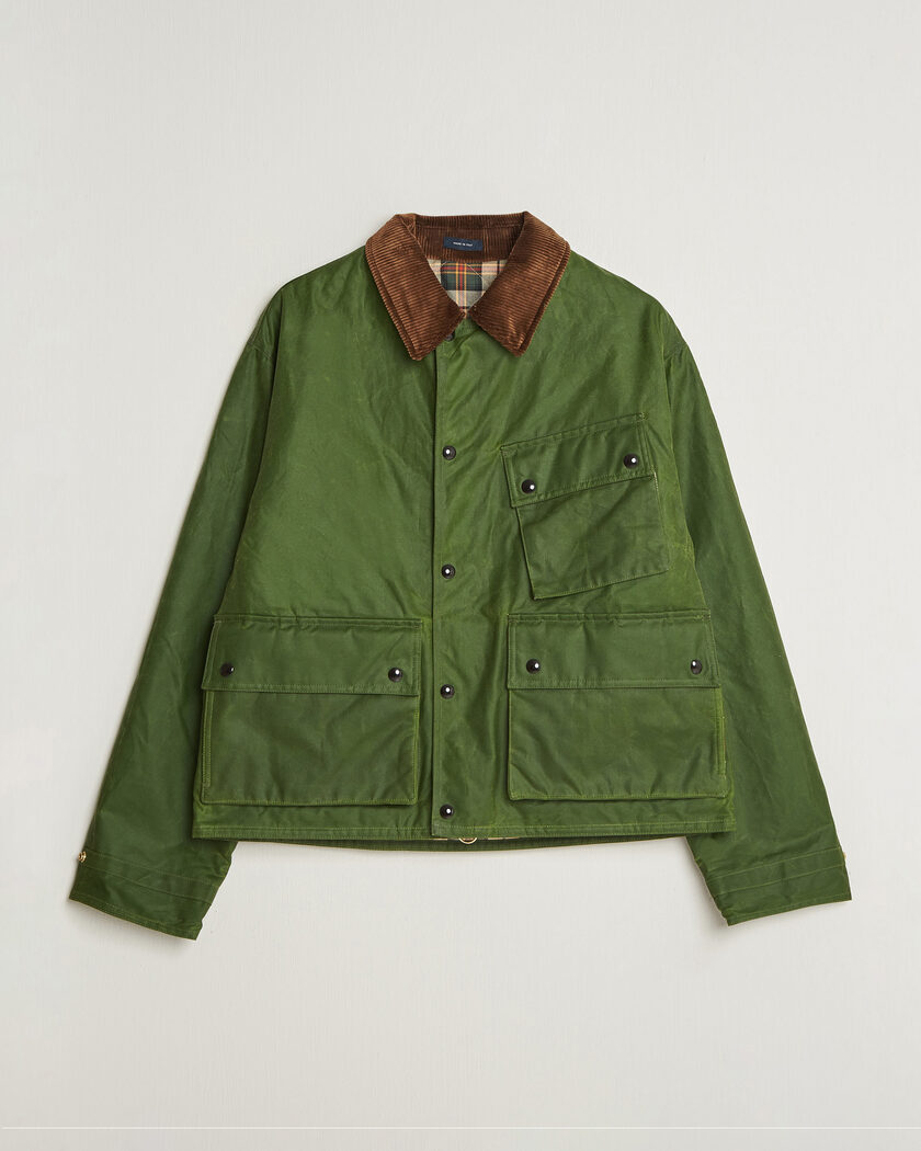 Drake's Waxed Wader Jacket Lemongrass – Verde
