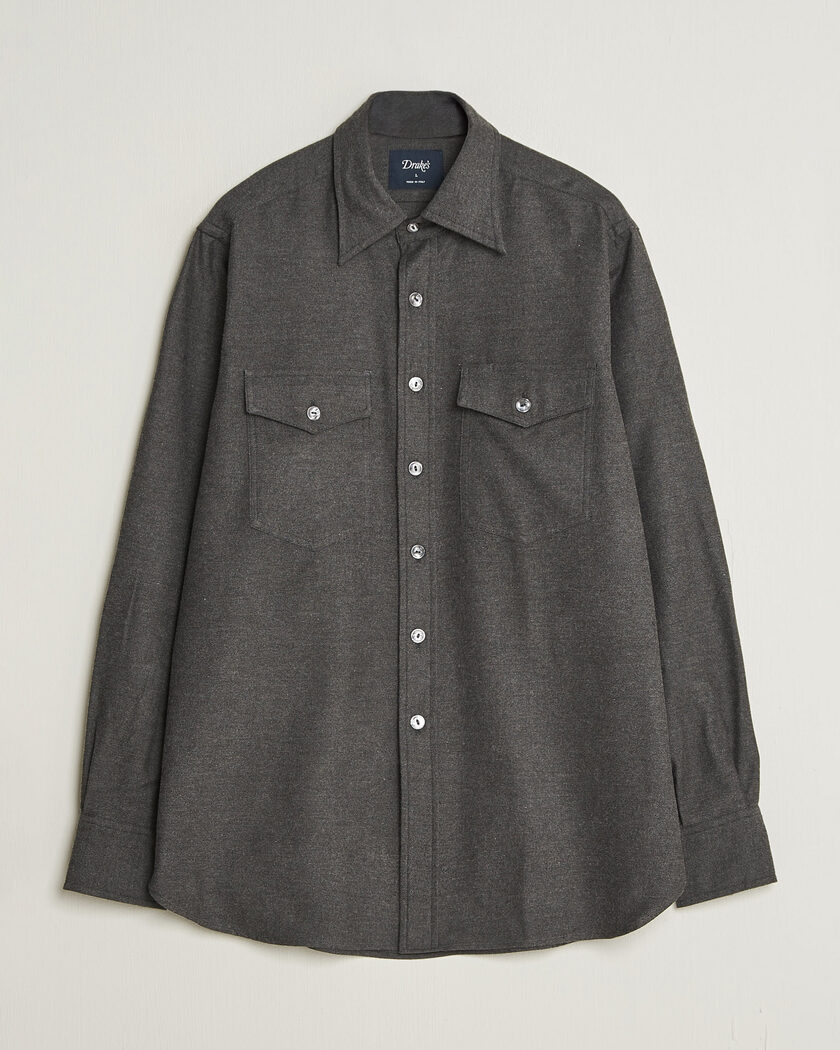 Drake's Two Pocket Casual Shirt Grey – Grigio