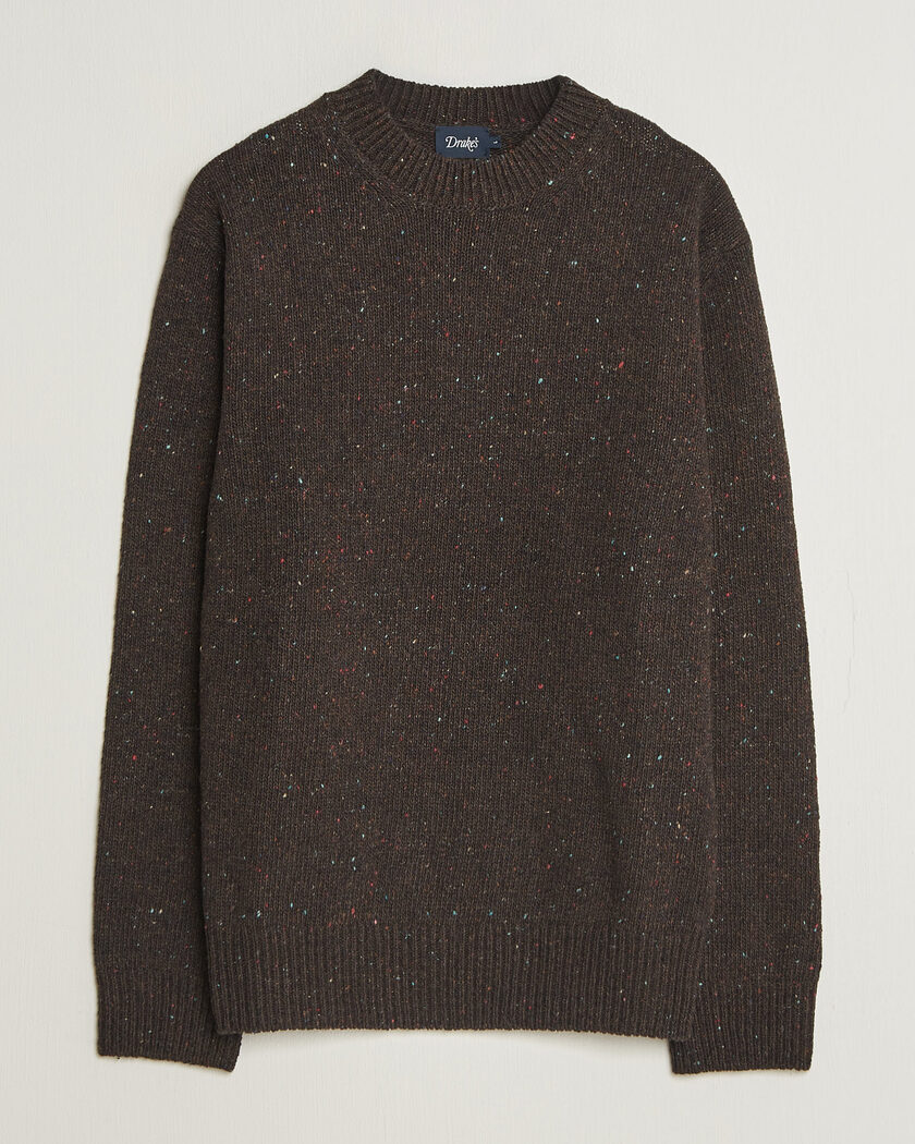 Drake's Donegal Crewneck Brown – Marrone