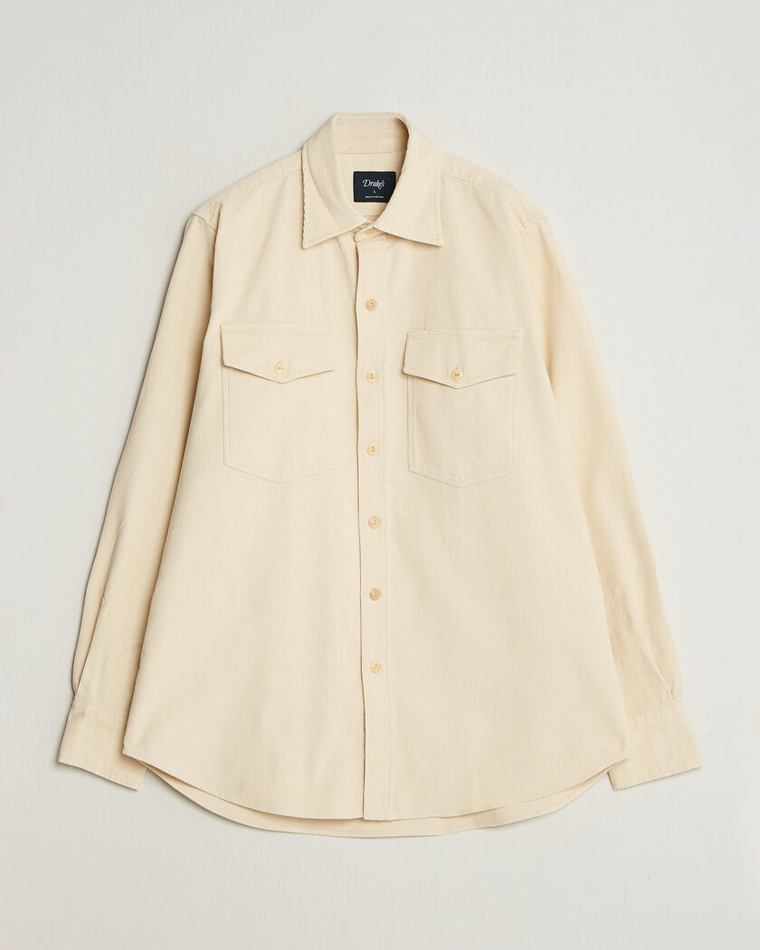 Drake's Two Pocket Corduroy Shirt Ecru – Bianco