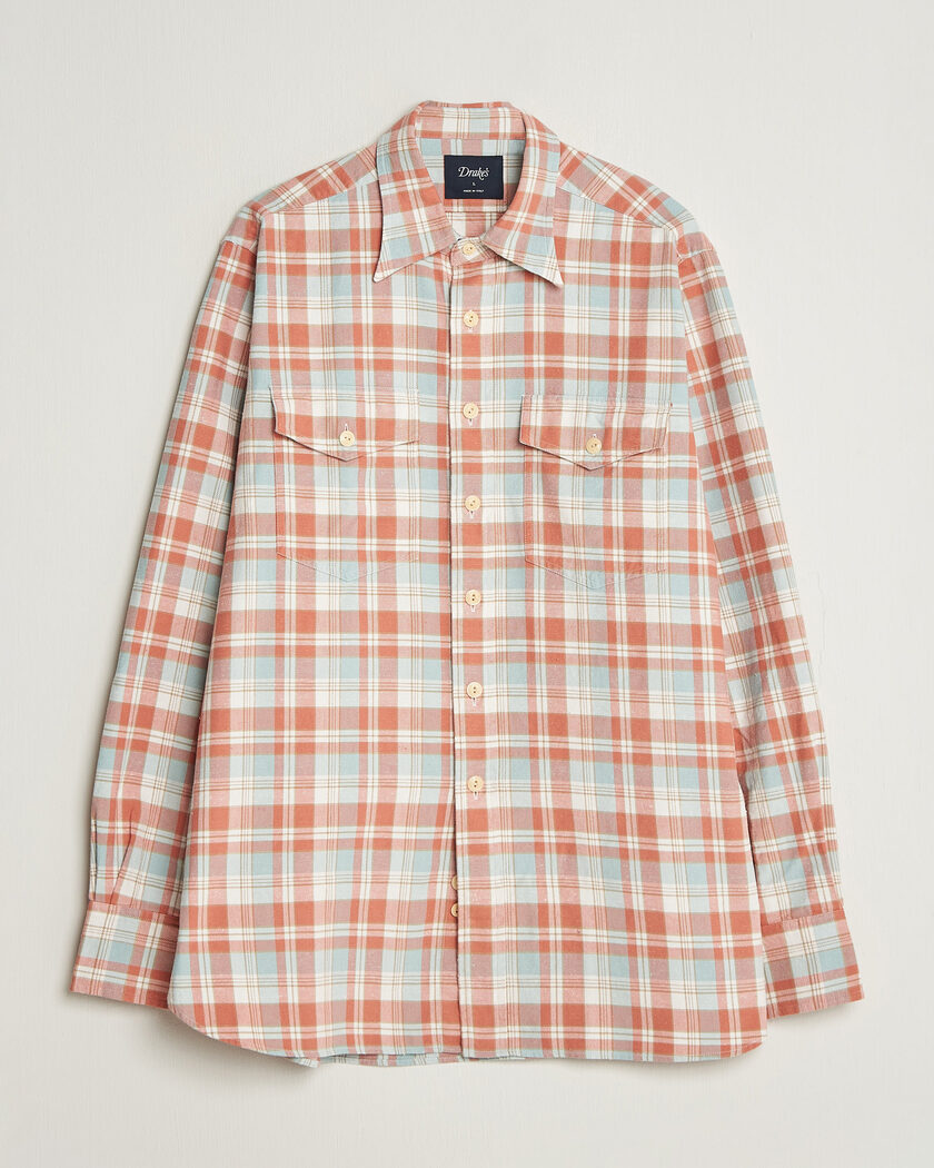 Drake's Two Pocket Check Shirt Pink/Blue – Multicolore