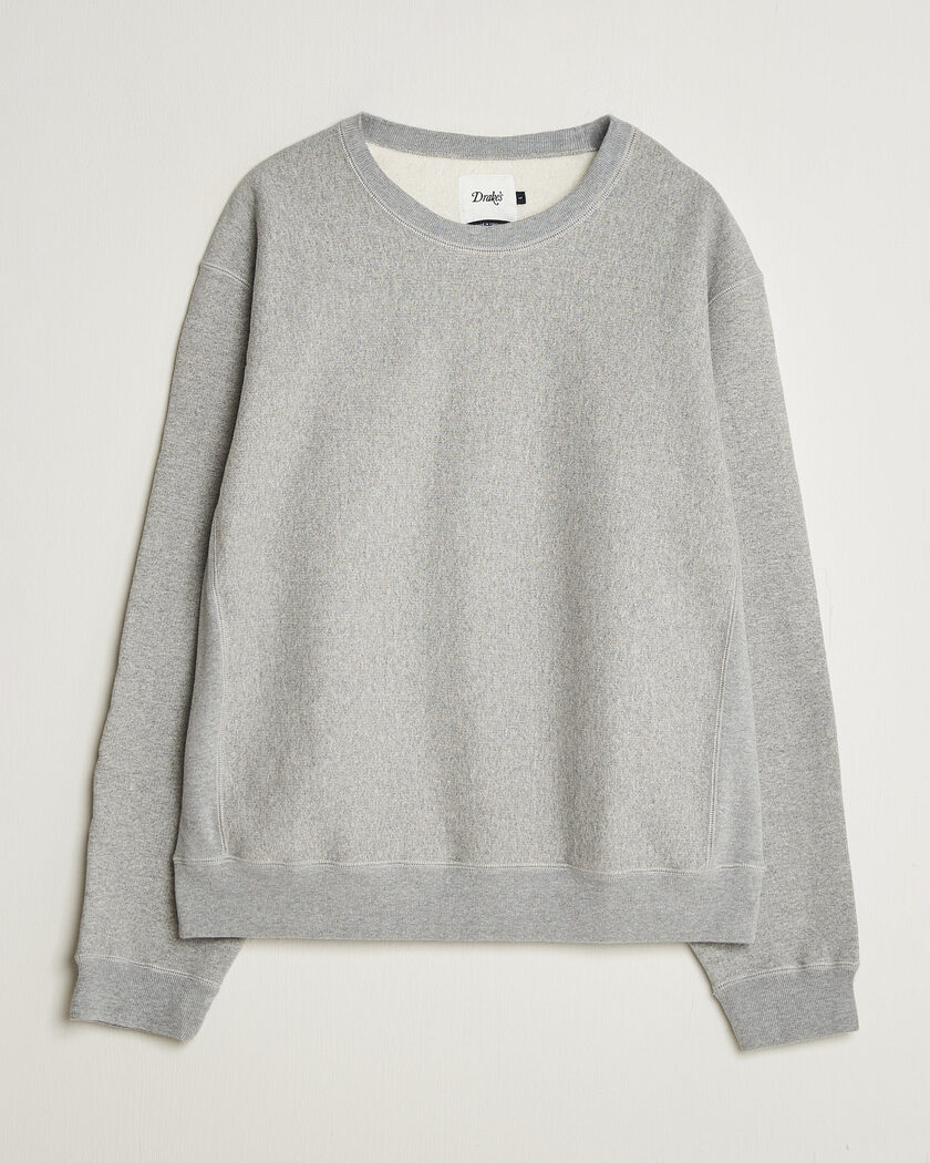 Drake's Reverse Weave Crewneck Sweatshirt Grey – Grigio