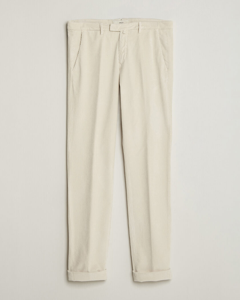 Briglia 1949 Slim Fit Corduroy Trousers Off White – Bianco