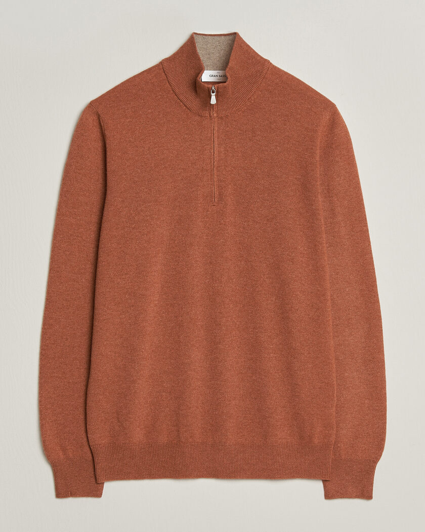 Gran Sasso Wool/Cashmere Half Zip Rust Orange – Arancione