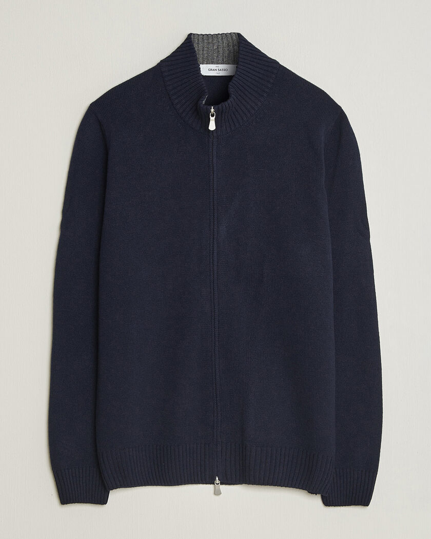 Gran Sasso Wool/Cashmere Full Zip Navy – Blu