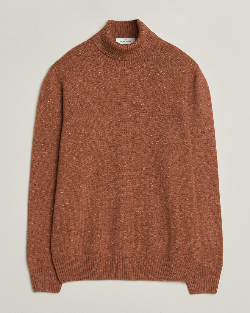 Gran Sasso Wool/Cashmere Donegal Rollneck Rust Orange – Arancione