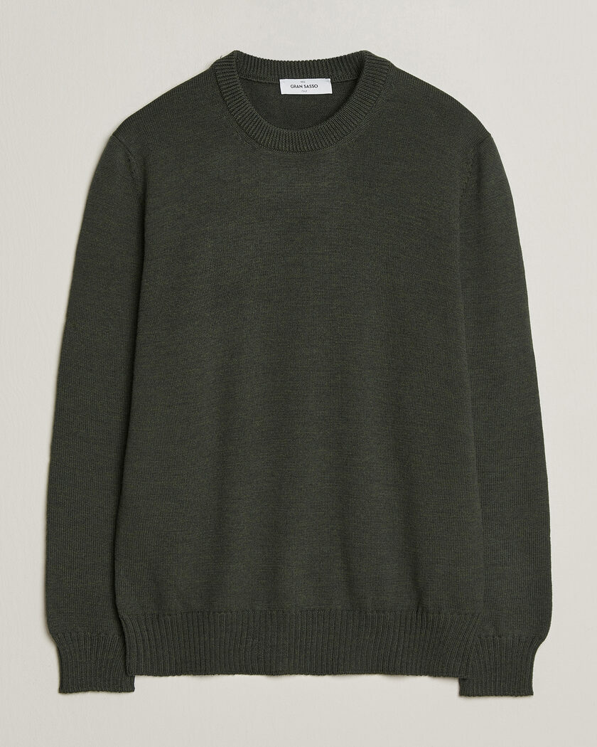 Gran Sasso Merino Knitted Crew Neck Olive Melange – Verde