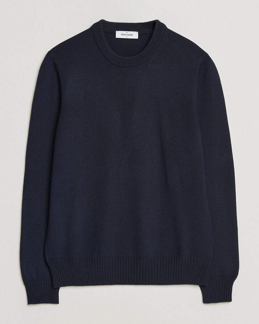 Gran Sasso Merino Knitted Crew Neck Navy – Blu