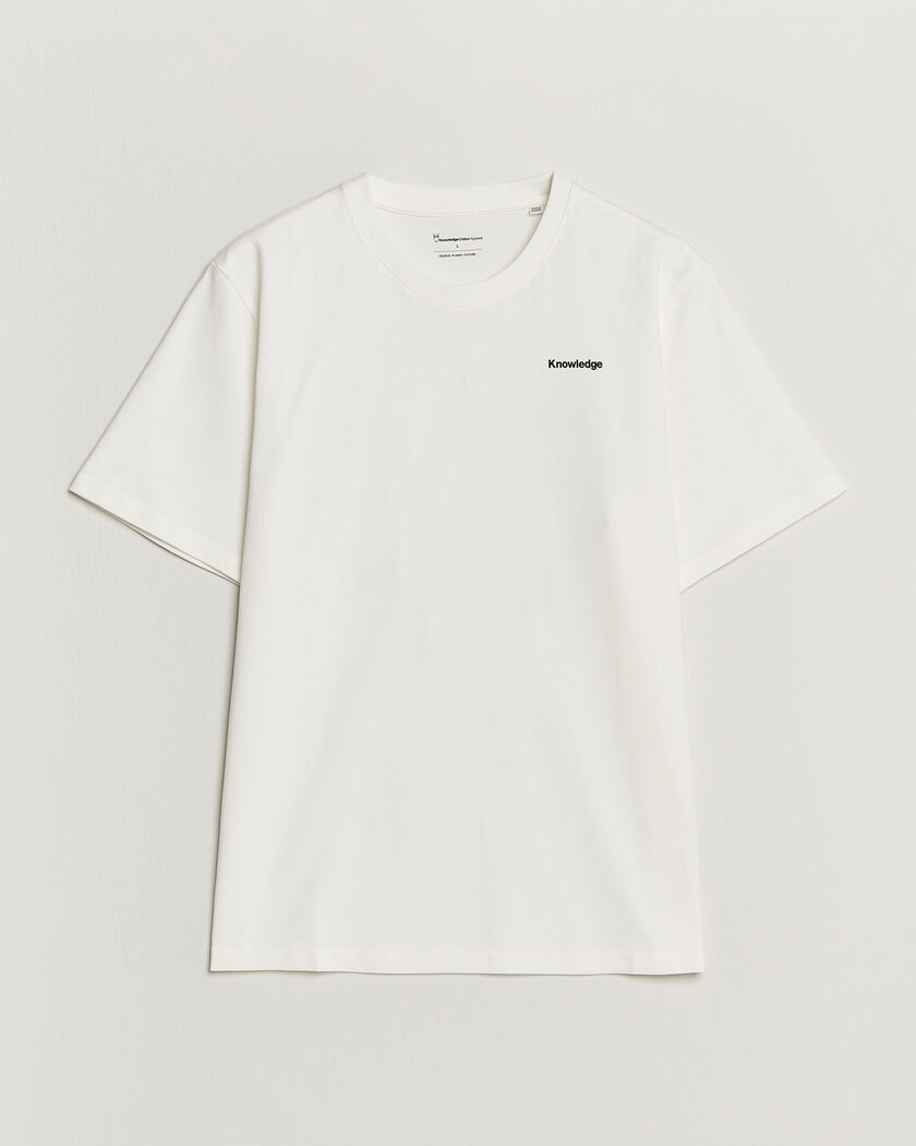 KnowledgeCotton Apparel Back Print T-Shirt Egret – Bianco