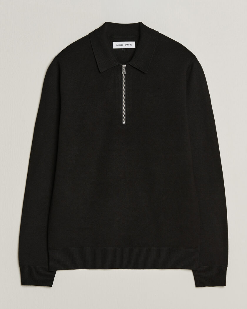 Samsøe Samsøe Matt Half Zip Polo Black – Nero