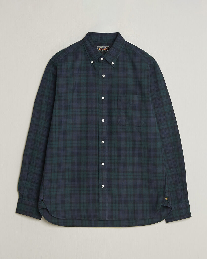 BEAMS PLUS Button Down Shirt Black Watch – Blu