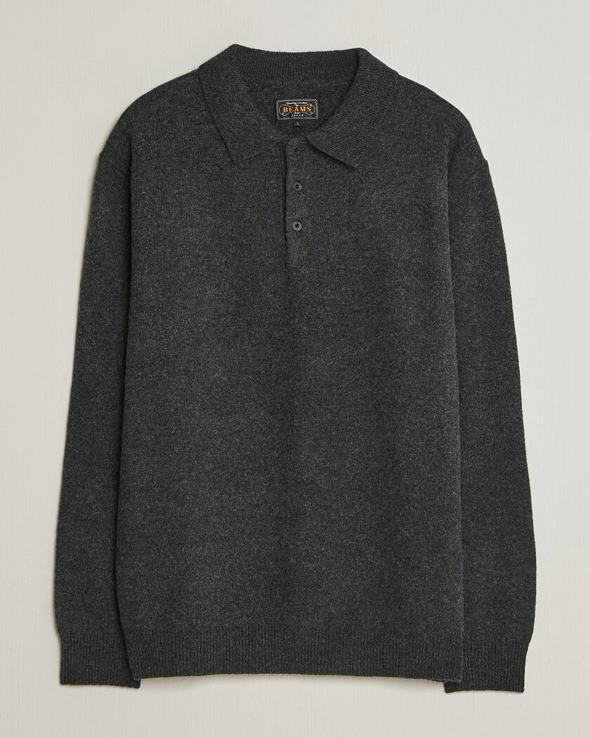 BEAMS PLUS Knitted Wool Polo Charcoal – Grigio