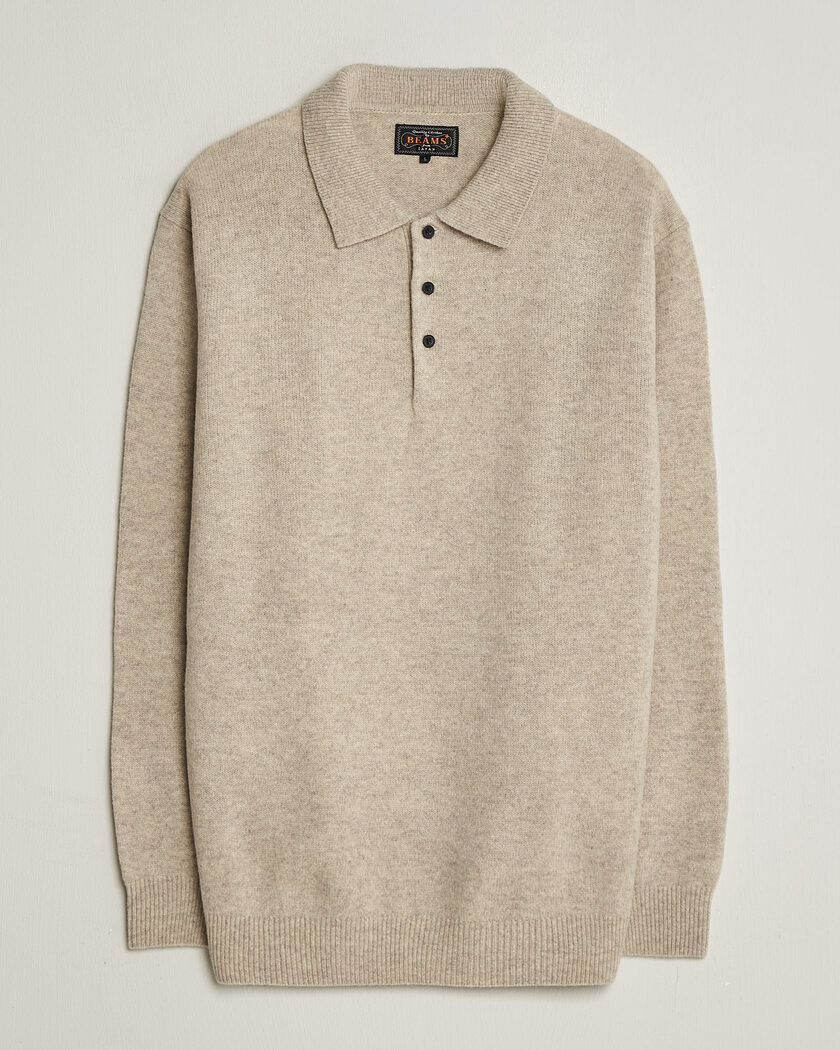BEAMS PLUS Knitted Wool Polo Beige – Beige