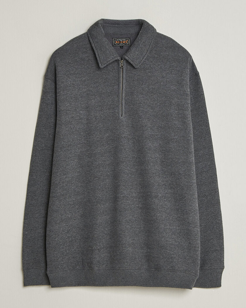 BEAMS PLUS Wool/Cotton Half Zip Charcoal – Grigio