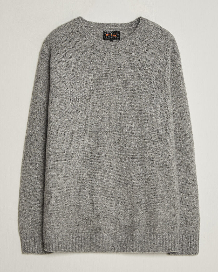 BEAMS PLUS Cashmere/Silk Crew Neck Grey Melange – Grigio