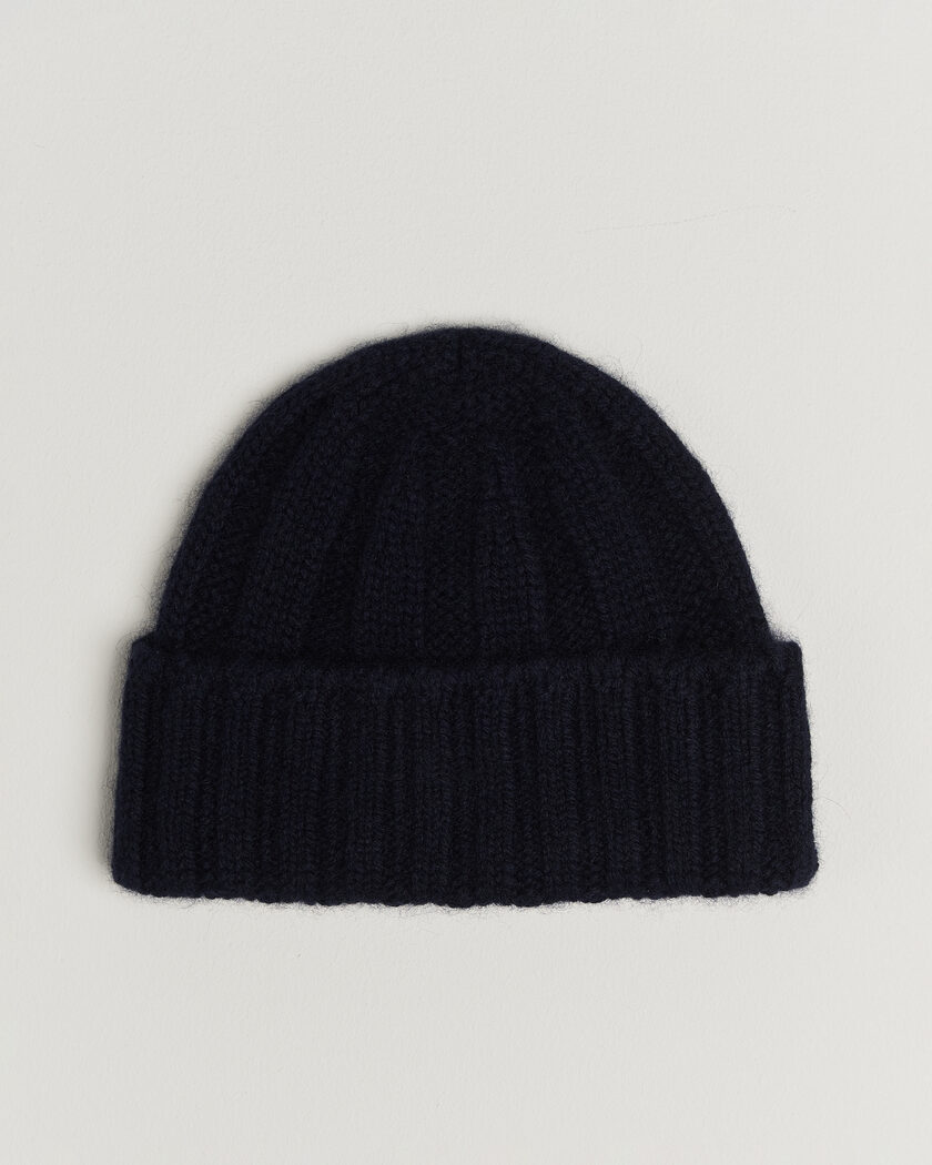 BEAMS PLUS Cashmere Rib Beanie Navy – Blu