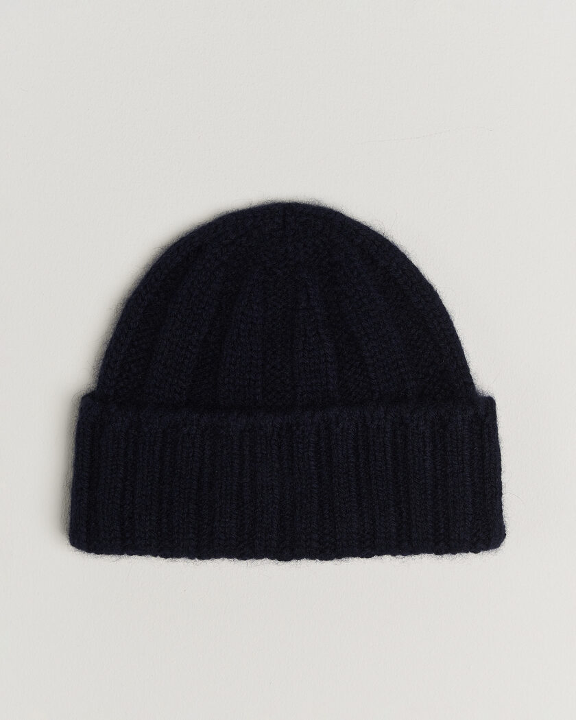 BEAMS PLUS Cashmere Rib Beanie Navy – Blu