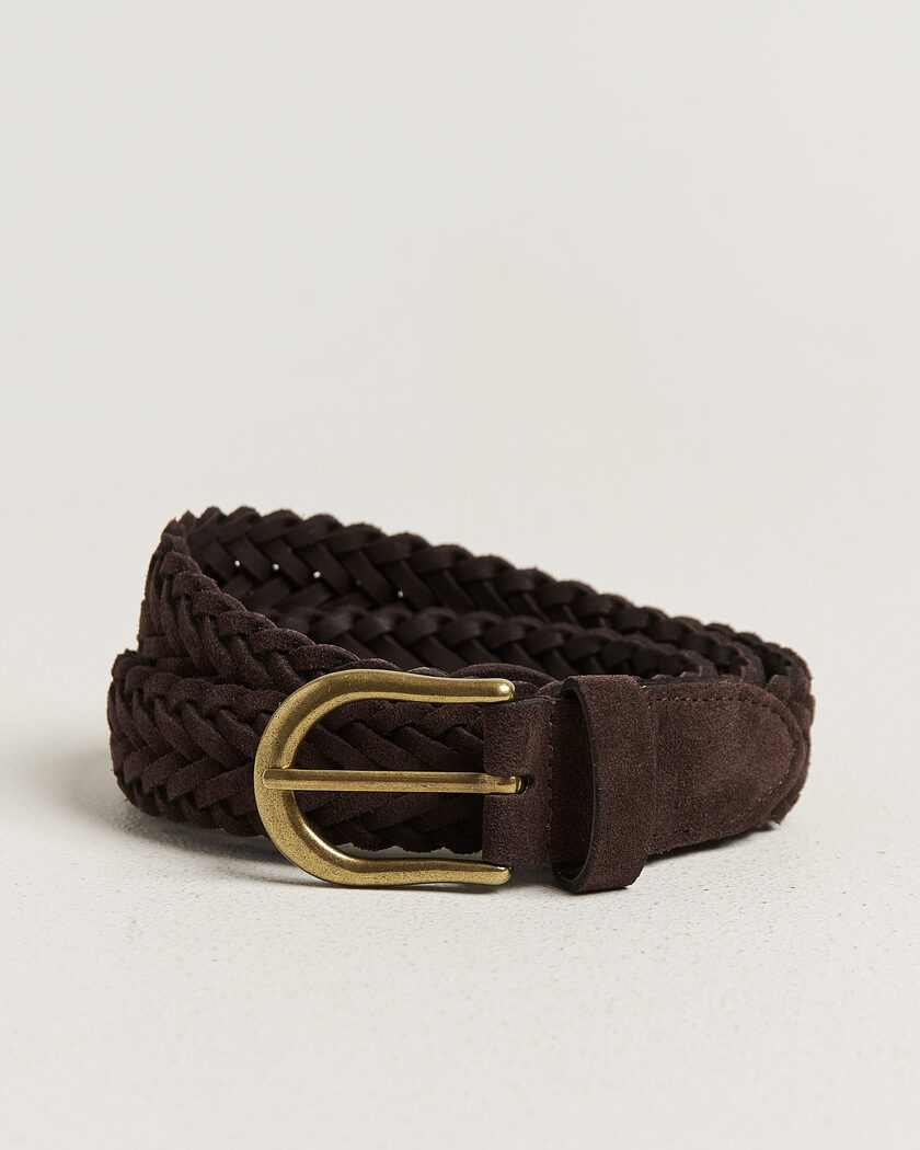 BEAMS PLUS Suede Braided Belt Dark Brown – Marrone