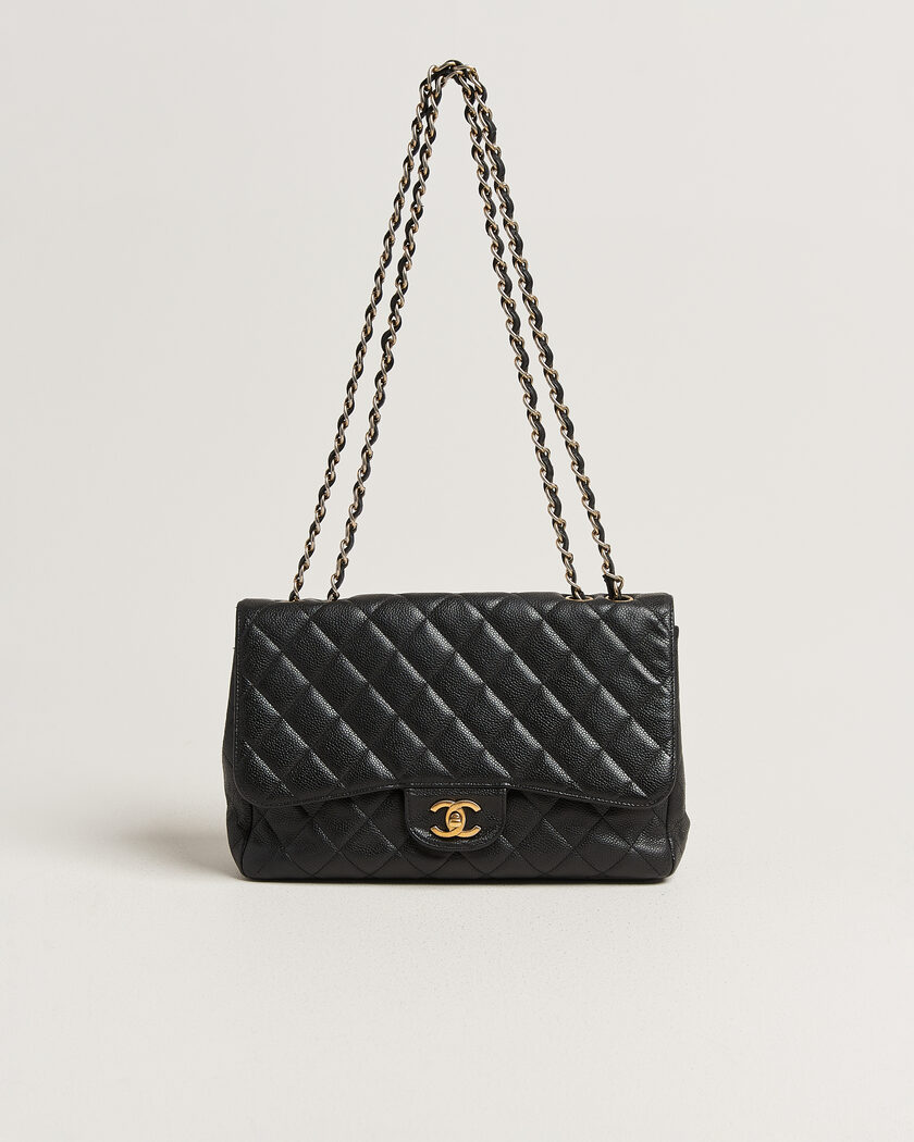 Chanel Pre-Owned Classic Jumbo Single Flap Bag Caviar Black – Nero