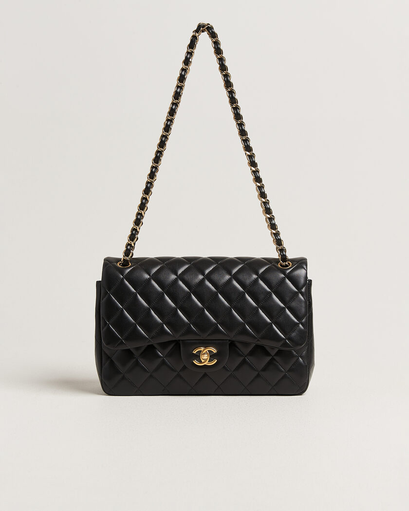 Chanel Pre-Owned Classic Jumbo Double Flap Bag Lambskin Black – Nero