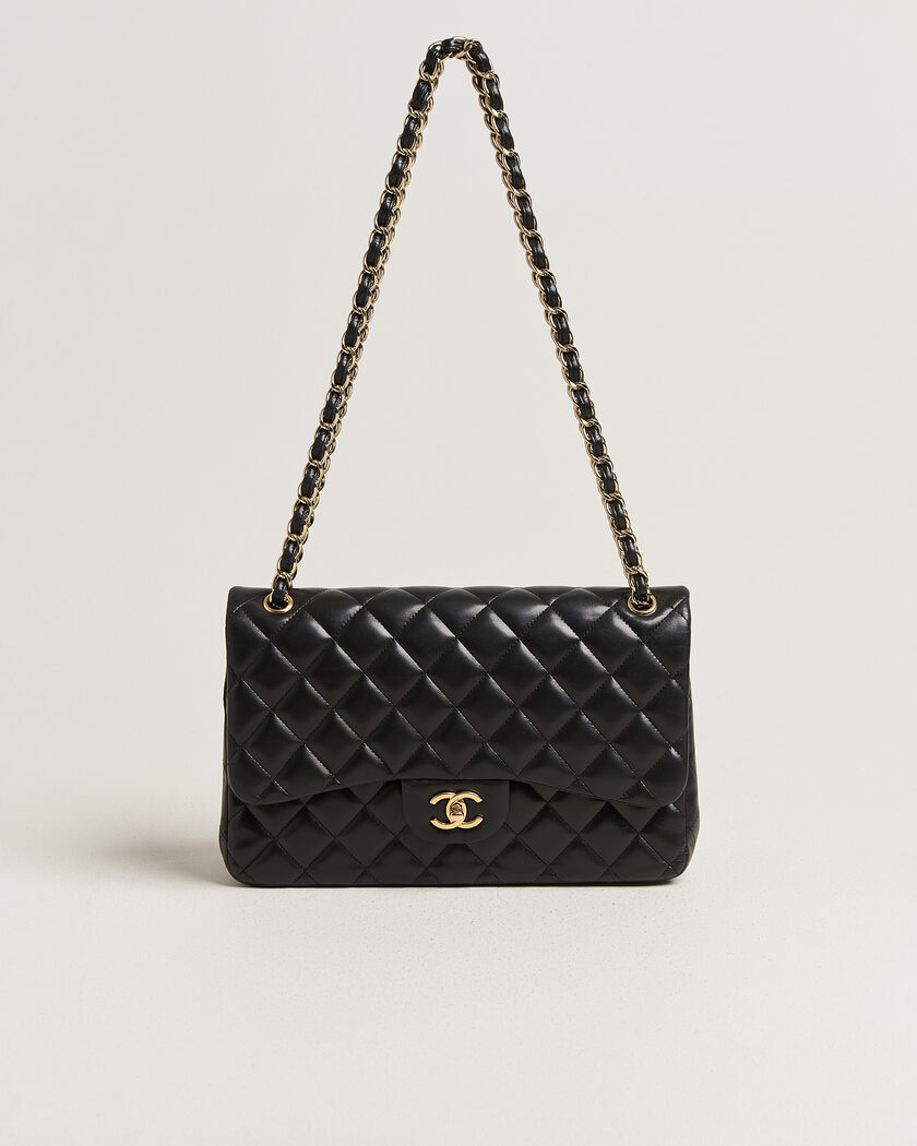 Chanel Pre-Owned Classic Jumbo Double Flap Bag Lambskin Black – Nero