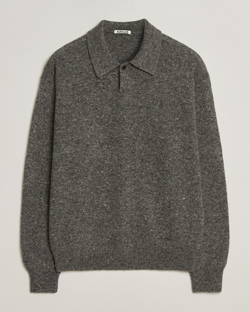Auralee Cashmere Nep Knit Polo Mix Gray – Grigio