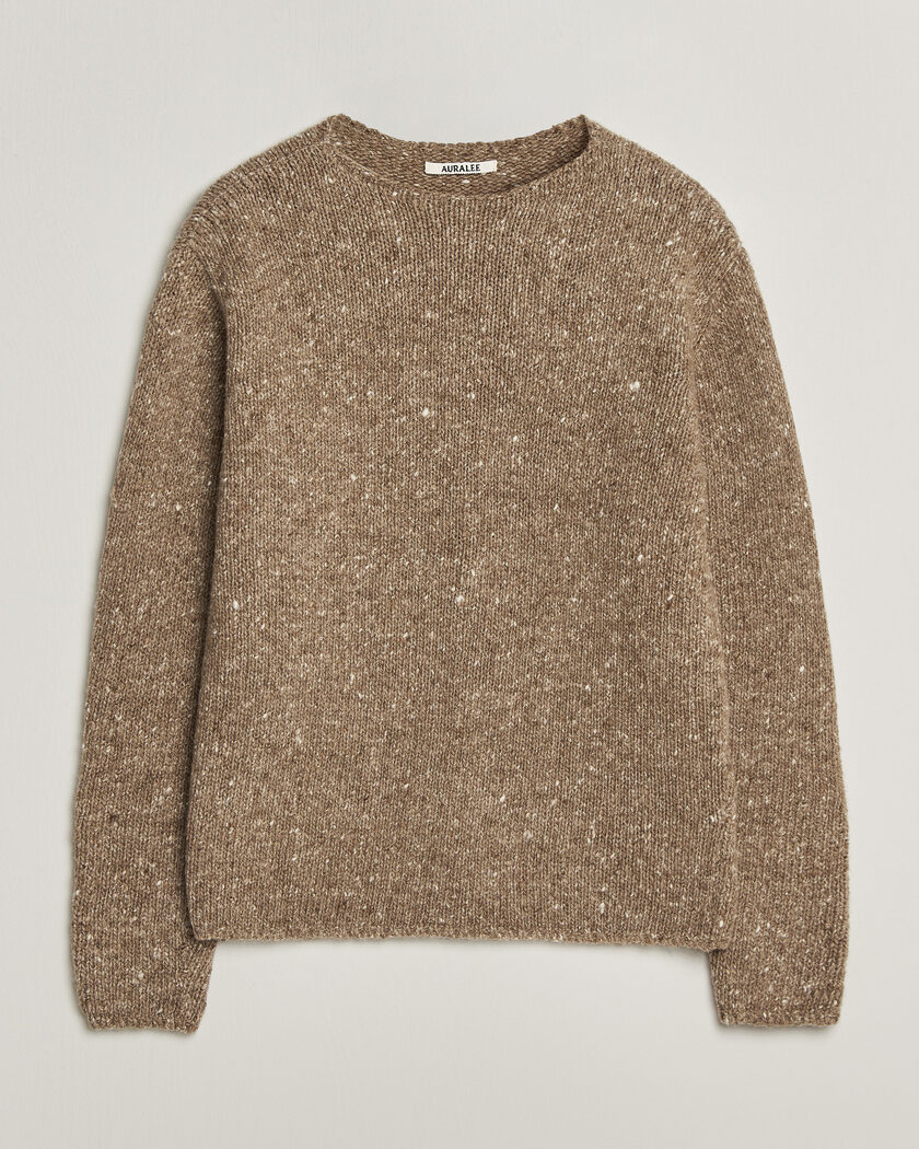 Auralee Homespun Tweed Knit Pullover Top Brown – Marrone