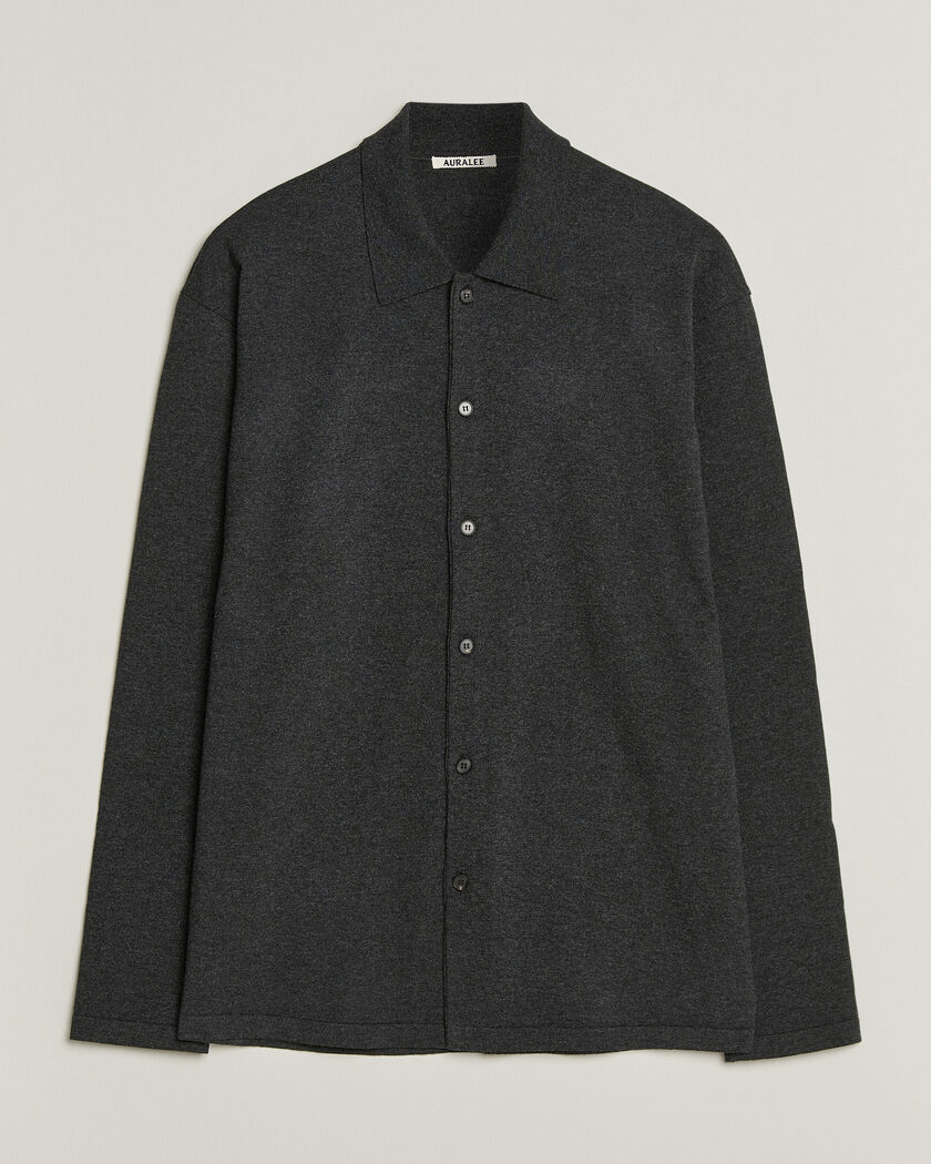 Auralee High Twist Wool Knit Shirt Cardigan Charcoal – Grigio