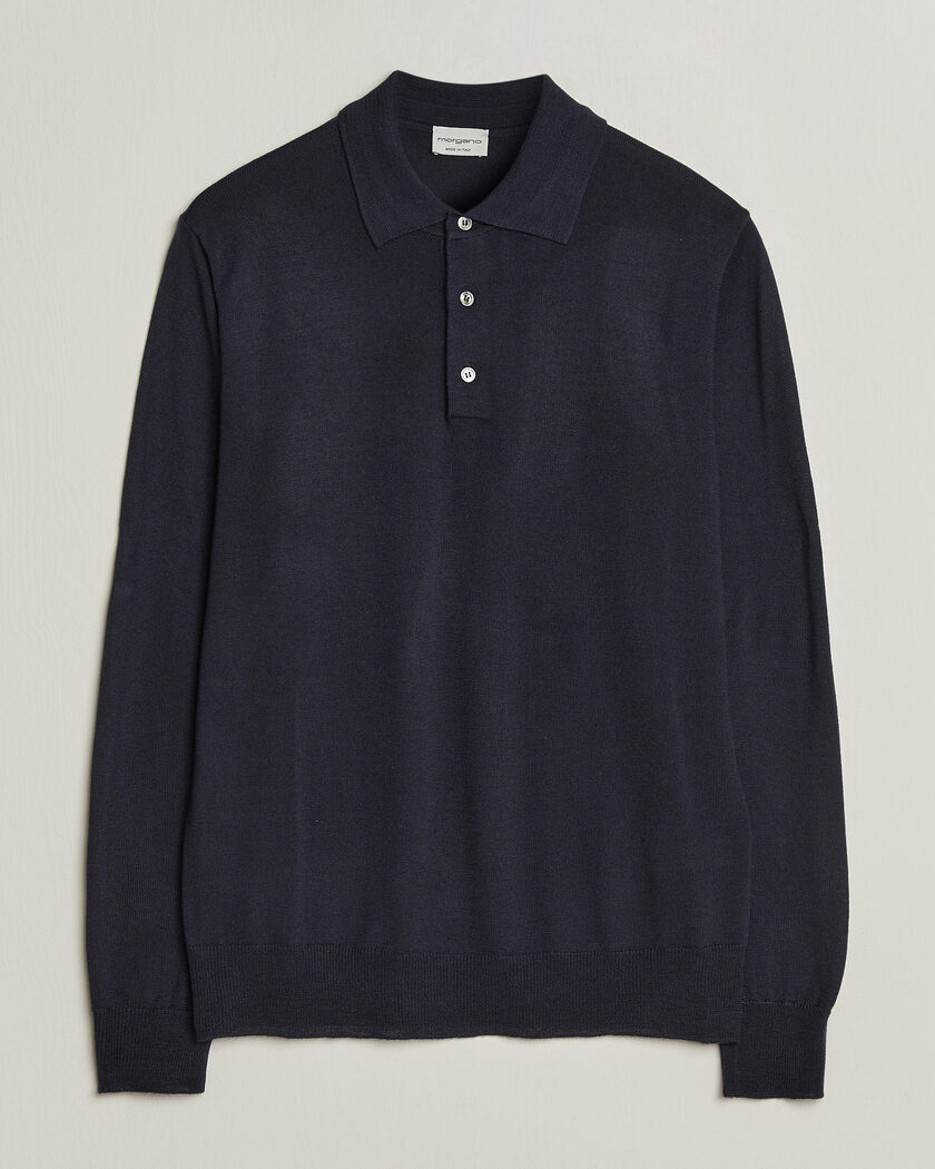 Morgano Extra Fine Merino Wool Polo Navy – Blu
