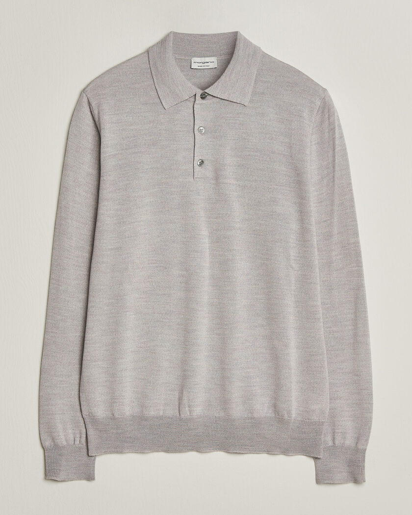 Morgano Extra Fine Merino Wool Polo Light Grey – Grigio