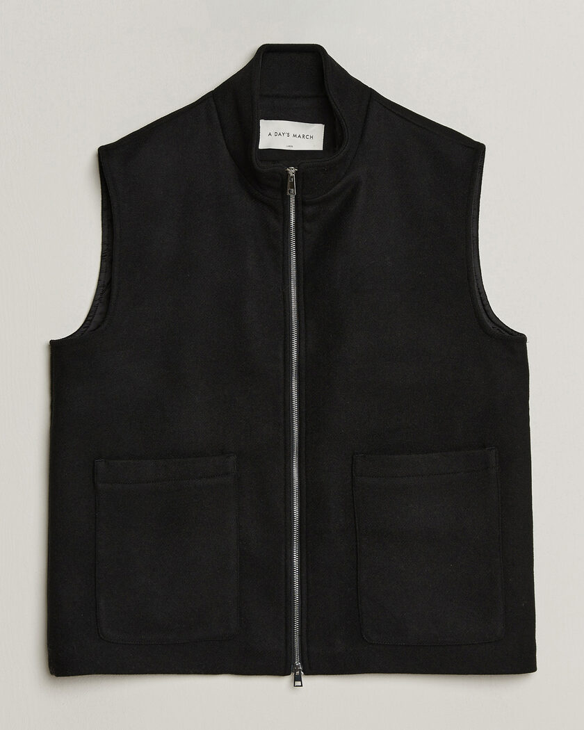 A Day's March Canora Lined Wool Vest Black – Nero