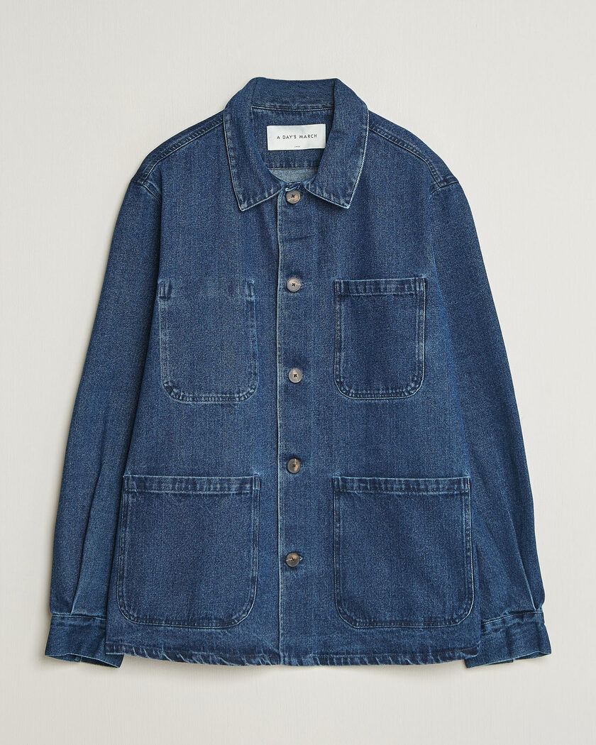 A Day's March Algot Denim Overshirt Dark Blue Wash – Blu
