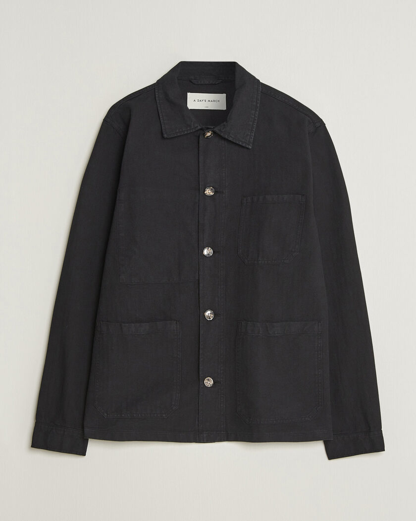 A Day's March Original Herringbone Overshirt Black – Nero