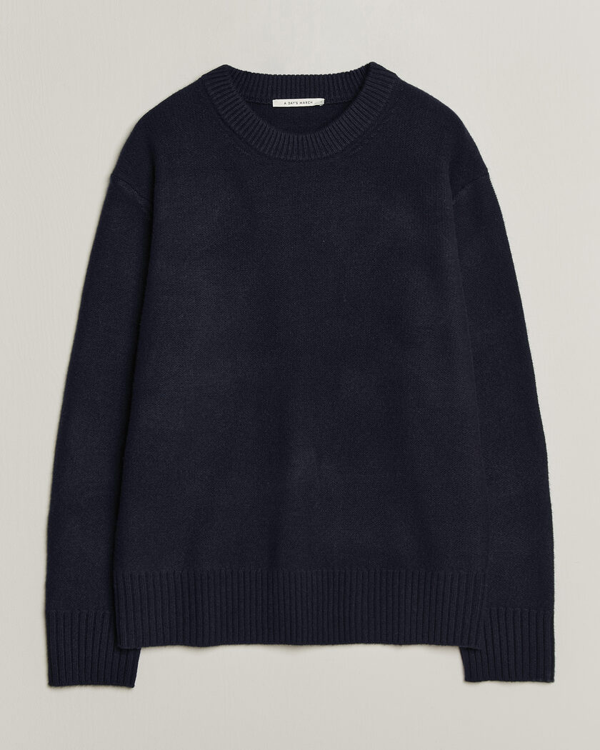 A Day's March Tietar Boiled Merino Sweater Navy – Blu
