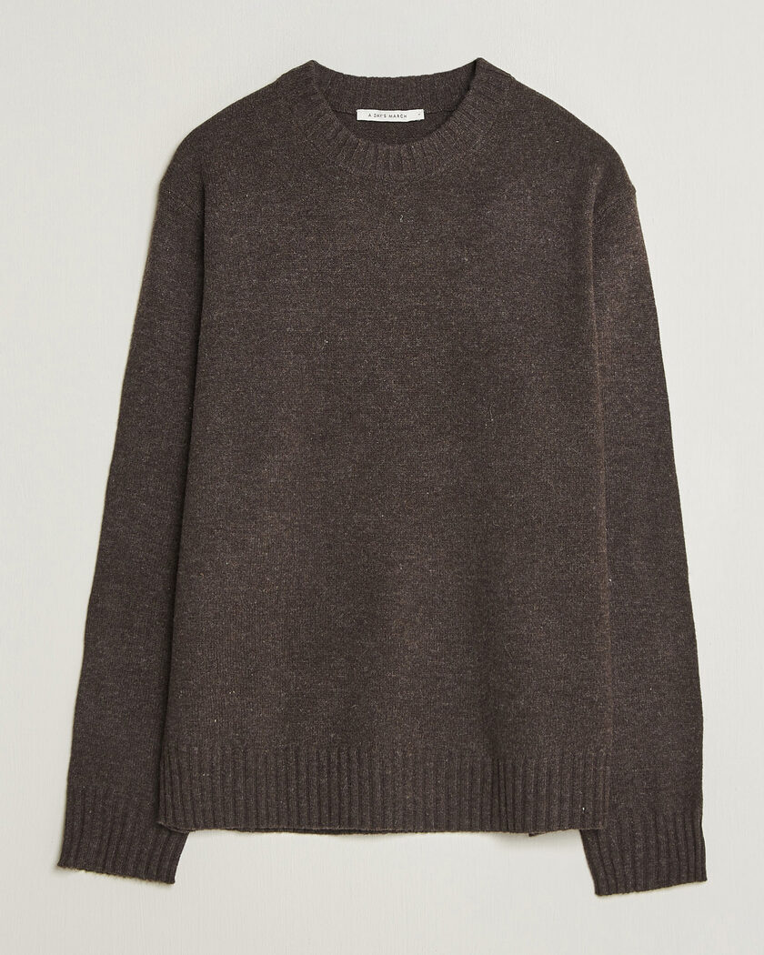 A Day's March Marlow Lambswool Sweater Dark Brown – Marrone