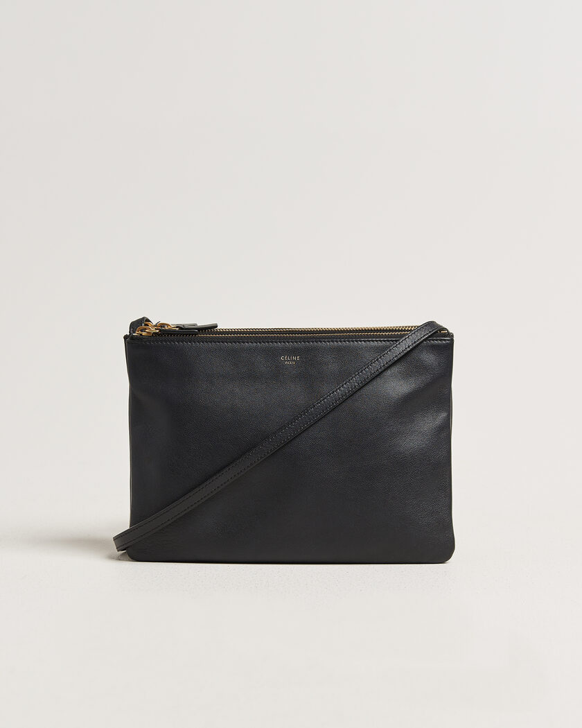 Celine Pre-Owned Trio Bag Medium Leather Black – Nero